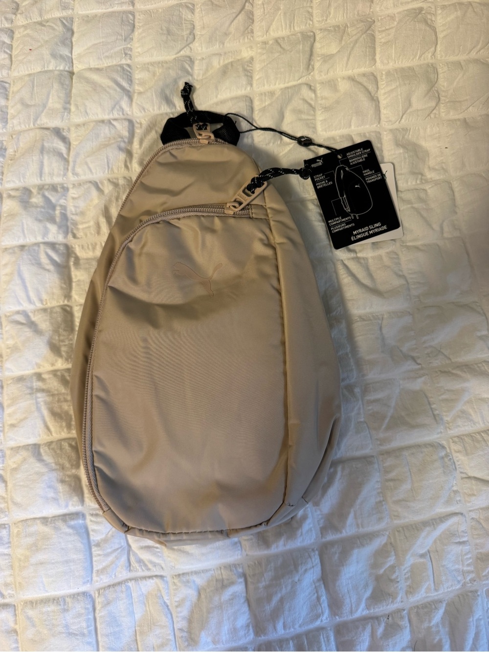 Puma Beige  Sling Backpack with Front Zip Pocket